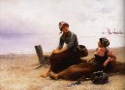 August Hagborg Repose pa beach oil painting reproduction
